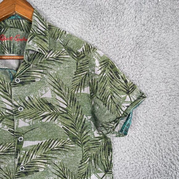 Robert Graham Tropical Leaf-Print Sport Shirt Short Sleeve Small Green - Picture 3 of 9